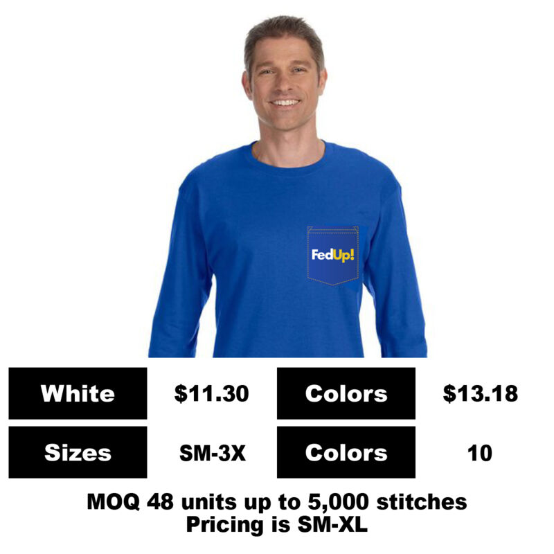 G5400-P: Embroidery on Pocket - 5.3 oz Cotton Long Sleeve Pocket T-Shirt